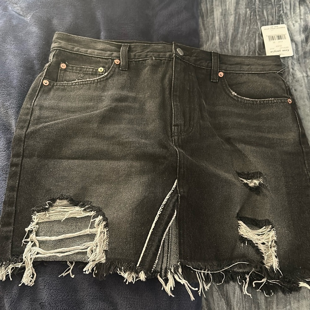 Free people black denim skirt size 30